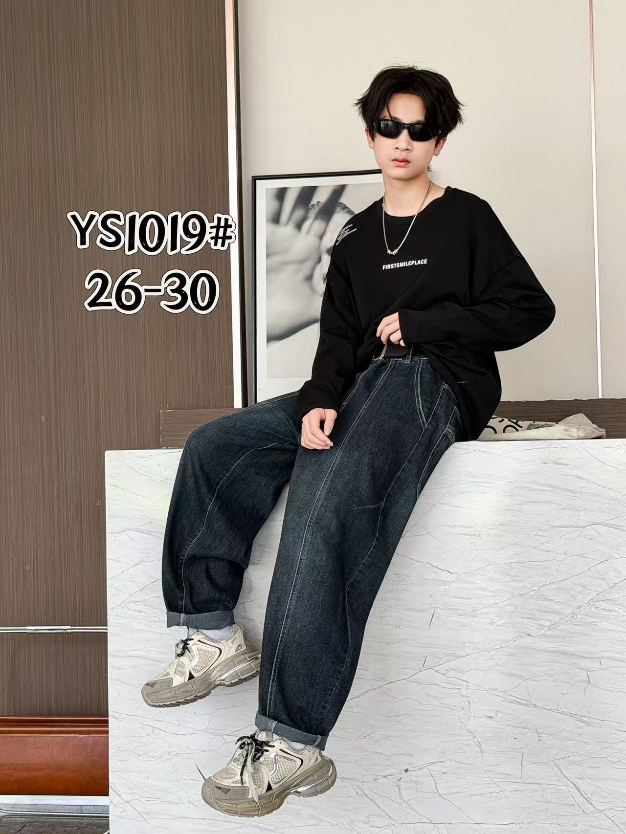 YS1019 男童宽松牛仔老爹裤