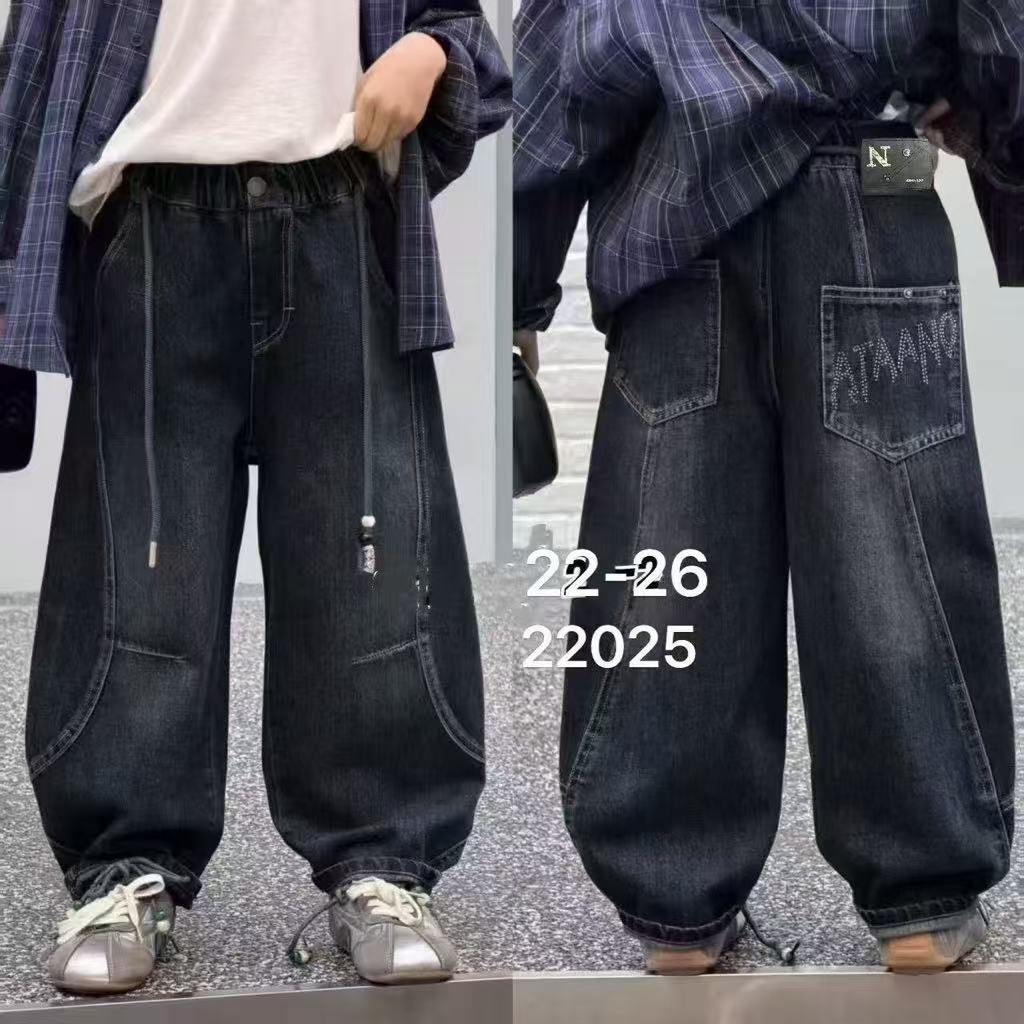 22025 男童复古水洗牛仔阔腿裤